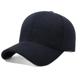 Classic dark blue winter wool blend baseball cap with a warm fleece lining for men