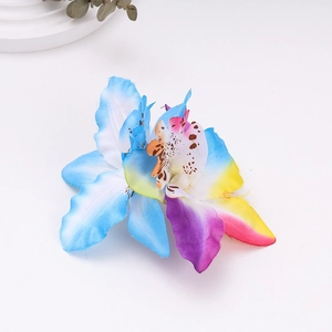 Macro shot of artificial cymbidium orchid petals with realistic gradient colors and textures