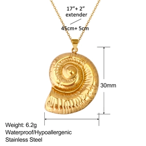 Collana con ciondolo a conchiglia in acciaio inossidabile placcato oro 18k con misure