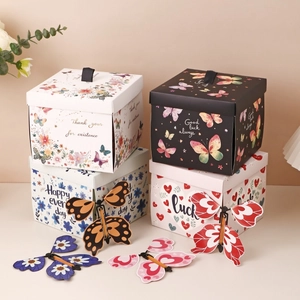 Creative butterfly explosion gift box set with fluttering butterflies for party surprises