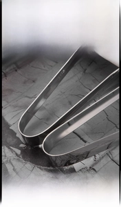 Detailed close-up of 304 stainless steel ice tongs with polished finish and engraving