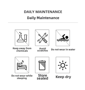 Maintenance guide for stainless steel earrings showing jewelry care instructions and icons