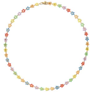 Colorful floral petal necklace in 18k gold plated titanium steel with rainbow drip oil
