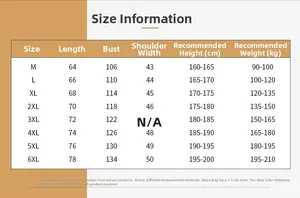 Detaillierte Größentabelle für Herren Winter-Wende-Weste aus Fleece von M bis 6XL