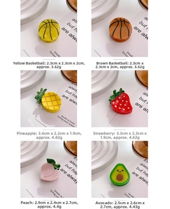 Mini-Haarklammern-Set mit Erdbeer- und Avocado-Motiven inklusive Größenangaben