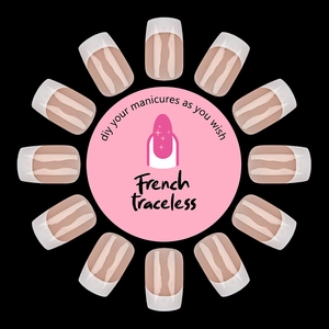 Short square French tip press-on nails set with 120 pieces for professional DIY manicure