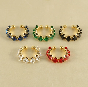Pendientes de oreja abiertos de acero inoxidable circonita colorida joyería de moda