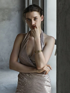 Detail of 18K gold-plated stainless steel bangles with sparkling crystals on a model