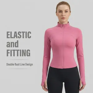 Veste de Sport Slim Fit pour Femmes Top de Yoga Zippé Avec Passe-pouce Veste de Course Grande Taille