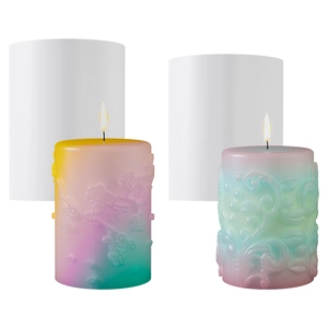 Relief floral pattern gradient LED candle light with realistic flickering flame effect