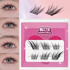 Self-adhesive cluster fake eyelashes kit in pink box for natural look application