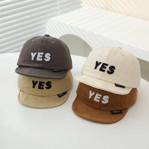 Infant Baseball Cap Cotton Blend Short Brim Hat Letter YES Embroidery Baby Boys Girls Sun Shade Casual Soft Top