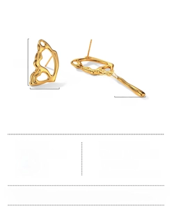 Detailed specs of gold asymmetric bow earrings with dimensions 24x13mm and 5.2g weight