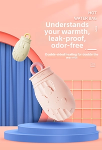 Borsa dell'acqua calda in silicone con rilievo a coniglio e trama antiscivolo sicura