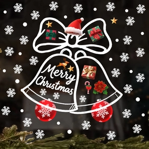 Detail of Christmas window stickers with Santa Claus and snowman motifs for outdoor decoration