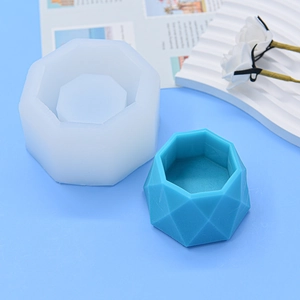 Octagonal geometric silicone mold for succulent flower pots and DIY concrete crafts