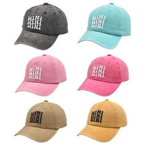 Vintage washed cotton baseball caps with MINI embroidery for children in six colors