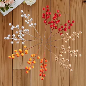 Artificial Berry Stems Foam Plastic Branches For Christmas Holiday Home Decor Wedding Vase Filler DIY Crafts Glossy Finish