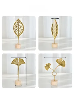 Detailed dimensions and weight specifications for golden metal ginkgo leaf ornaments