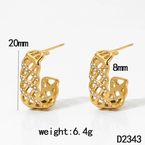 Eleganti orecchini a rete dorati traforati con diamanti scintillanti da donna, 20mm diametro