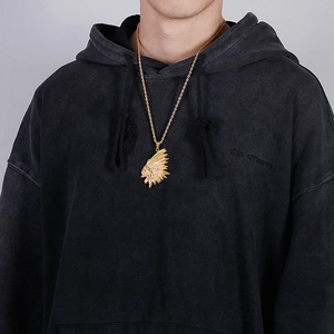 Hip hop gold plated stainless steel Indian chief pendant necklace for men