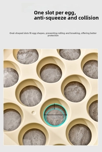 Detail of drawer egg tray with 4.2cm anti-collision tapered grooves for protection