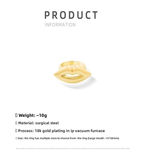 Detail of 18K gold plated surgical steel lip ring showing dimensions and weight