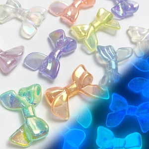 Colorful UV luminous bow charms with iridescent finish for DIY jewelry and phone chains