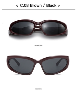 Detailed top and front views of C.08 brown outdoor sport cycling sunglasses with black lenses