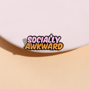 Socially Awkward Enamel Pin Alloy Letter Brooch Badge Funny Personality Jewelry For Clothes Backpack Decoration