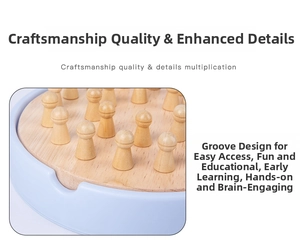 Detail of wooden memory game pieces featuring ergonomic grooves for easy toddler grip