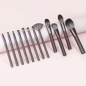 Soft Synthetic Fiber Makeup Brushes Powder Eyeshadow Foundation Blending Tools Coffee Plastic Handle Aluminum Tube