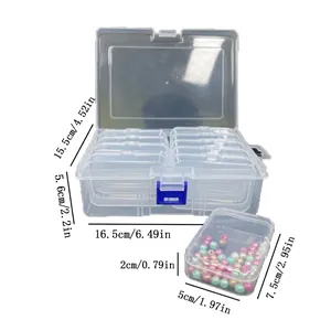 Transparent plastic storage box for beads with portable handle and small inner cases