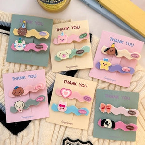 Cute Japanese cartoon animal wave hair clips in sweet macaron pastel colors for girls