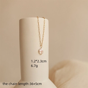 Baroque freshwater pearl paperclip chain necklace in 14K gold plated finish for women