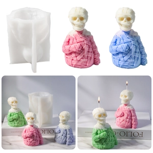 Mummy Skull Silicone Mold Halloween Gauze Zombie Head DIY Candle Making Aromatherapy Plaster Resin Baking Crafting Tool