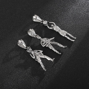 Three vintage silver steel soldier pendants in various tactical poses for men