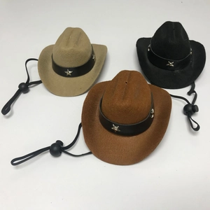 Dreiteiliges Western-Haustierhut-Set mit Lederband und Sternnieten für Katzen und Hunde