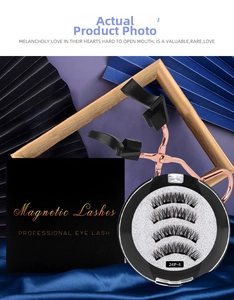3D magnetic eyelash set with 4 pairs of dense lashes and rose gold applicator tool