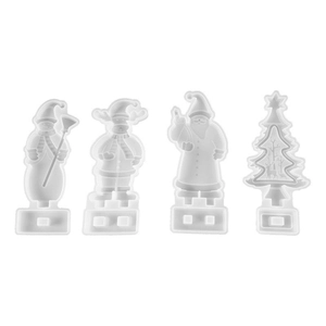 DIY Christmas resin silicone molds set featuring Santa, elk, snowman, and tree designs