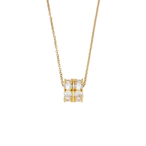 Collana in acciaio al titanio dorato con pendente cilindrico e pavé di diamanti lucidi