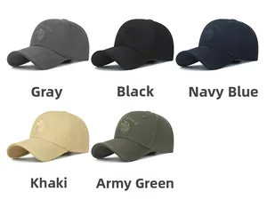 Detail view of cotton baseball caps in five colors with Free Spirit eagle embroidery