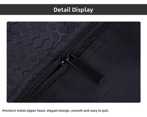 Close-up of durable metal zipper and honeycomb textured waterproof nylon fabric