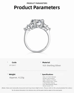 Détails de la bague en argent S925 avec un zircon 8A de 3 carats et serti à griffes