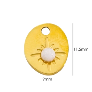 14K gold plated stainless steel starburst pendant size dimensions 11.5mm by 9mm
