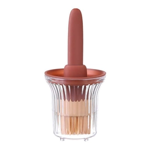 Silicone oil brush with heat-resistant glass storage bottle for kitchen BBQ and baking