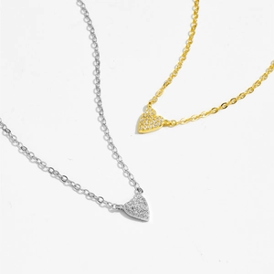 S925 sterling silver heart necklaces in gold and silver with sparkling pavé crystals