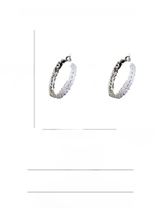 Detailed product size guide for silver hoop earrings with zircon stones and S925 needles
