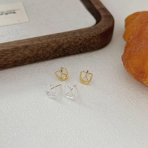 Minimalist 925 sterling silver heart knot pretzel earrings in gold and silver set