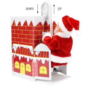 Electric climbing Santa Claus toy on a chimney ladder for Christmas children gift